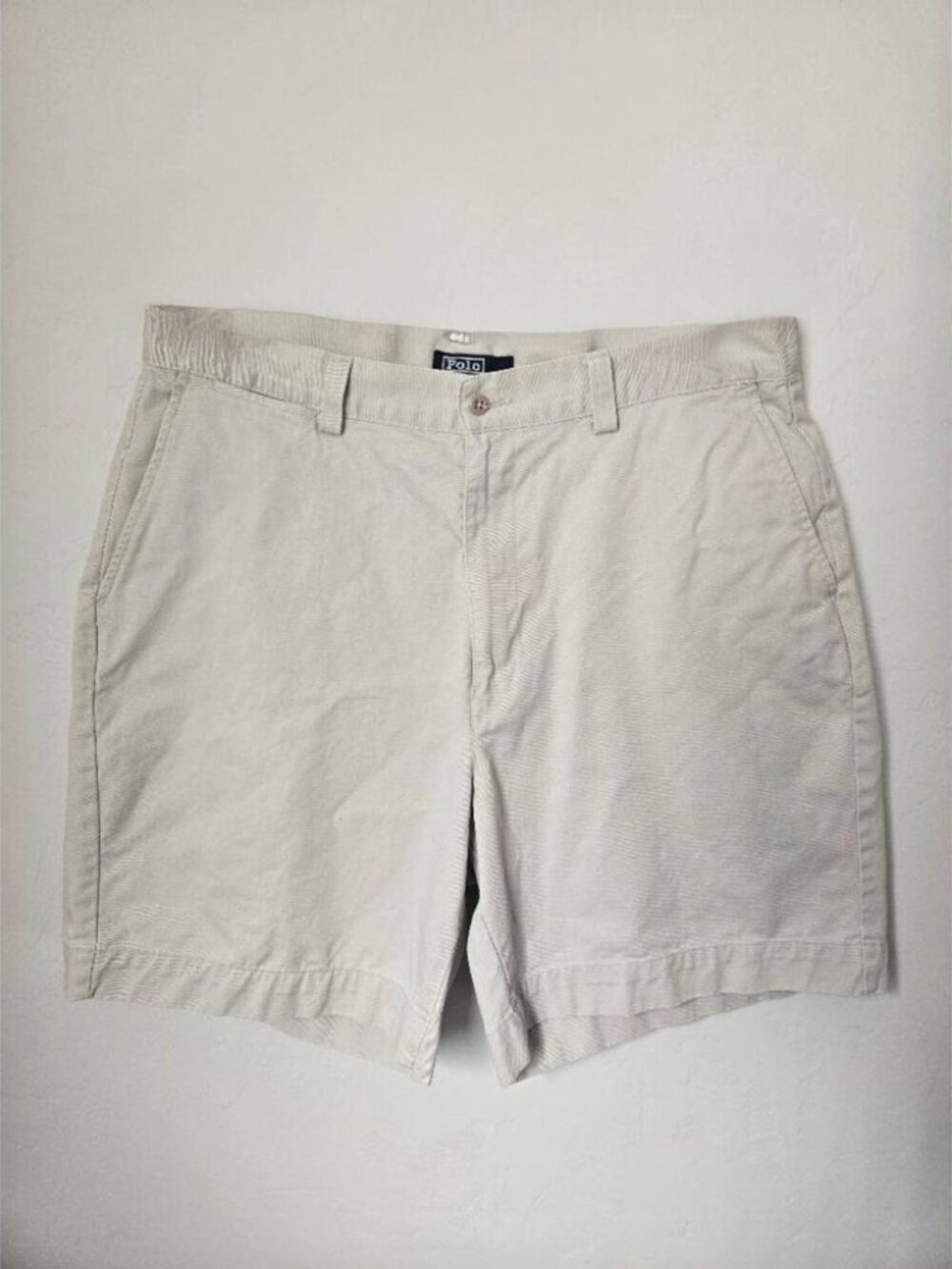Polo by Ralph Lauren Men's Light Grey Chino Shorts 36" Flat Front Classic Fit